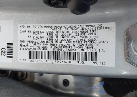 2008 Toyota Tacoma Prerunner V6 z USA, uszkodzony, nr VIN 5TEJU62NX8Z553464